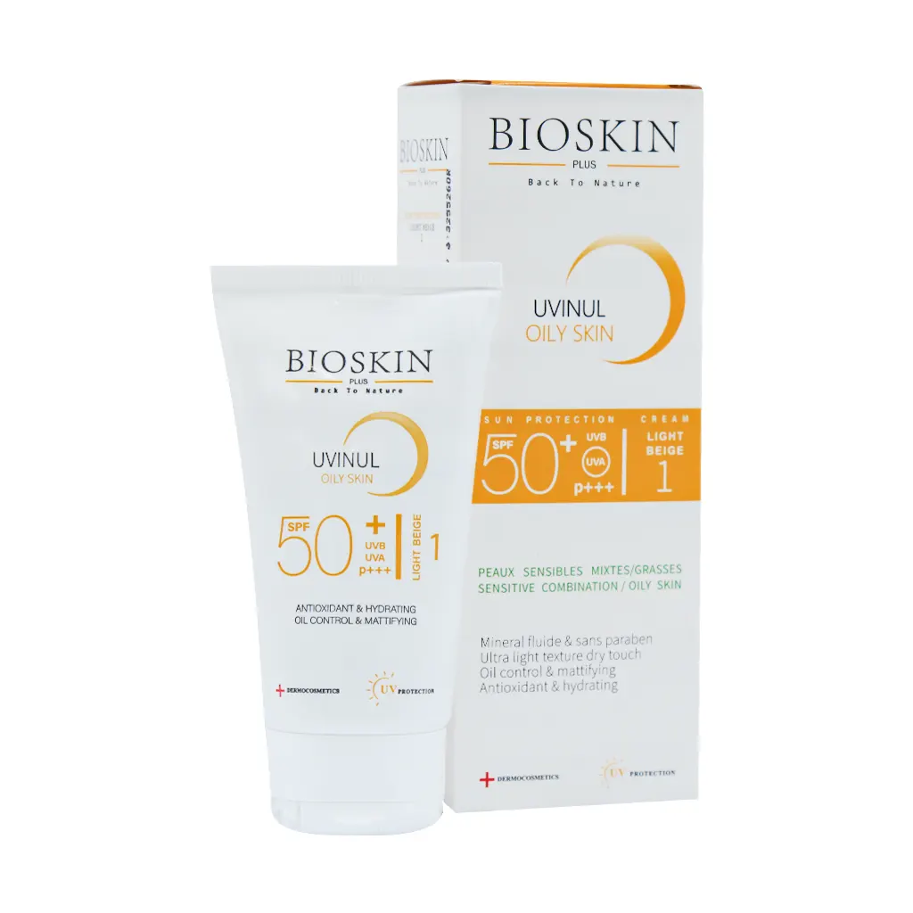 Bio-Skin-SPF50-Sunscreen-Cream-For-Oily-Skin-40 (1) کرم ضد آفتاب SPF50 پوست چرب بایو اسکین پلاس 40 میلی لیتر بژطبیعی - تصویر 1