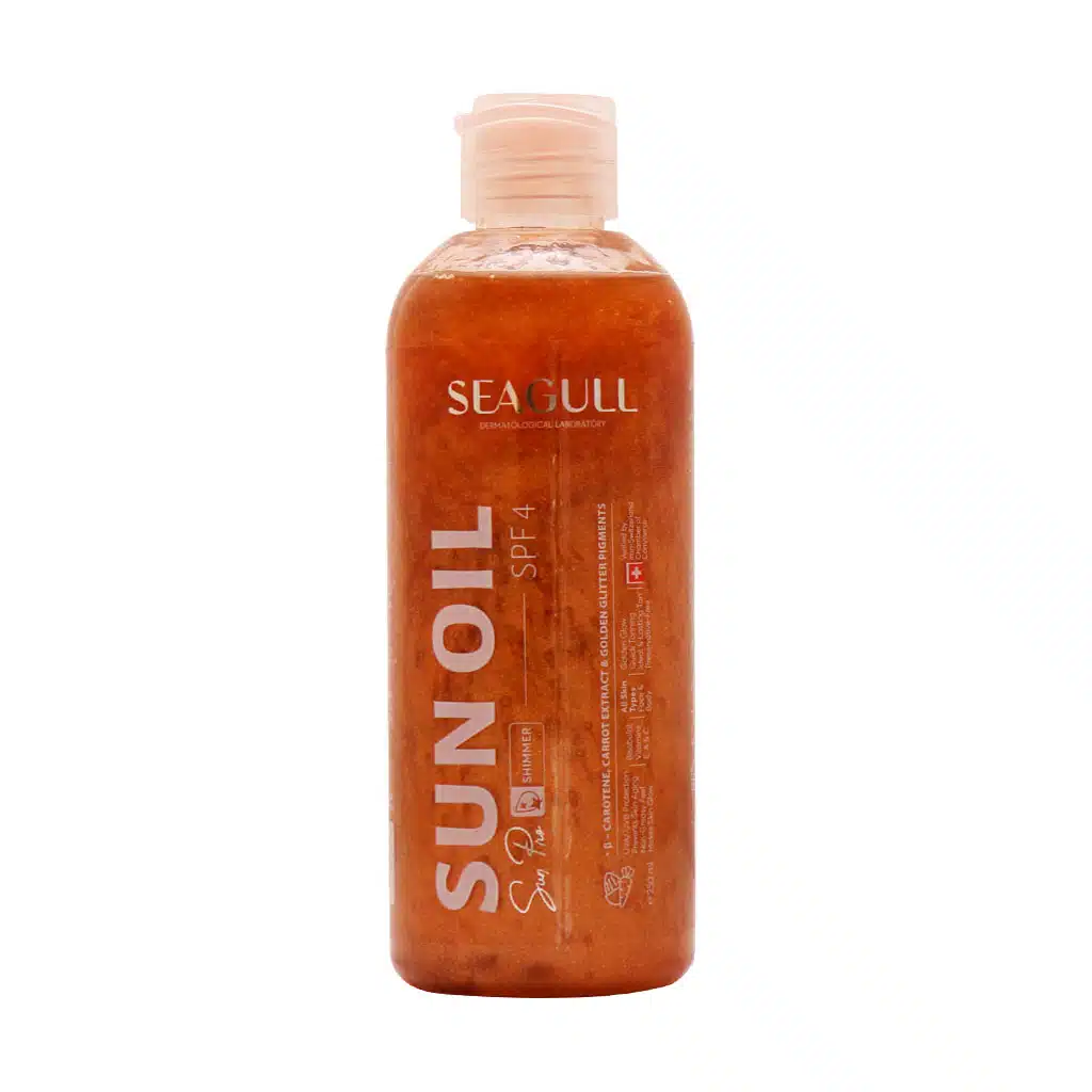 Seagull-Shimmer-Sun-Oil-250-ml-1.jpg روغن برنزه کننده اکلیلی و ویتامینه سی گل مناسب انواع پوست 250 میلی لیتر - تصویر 1