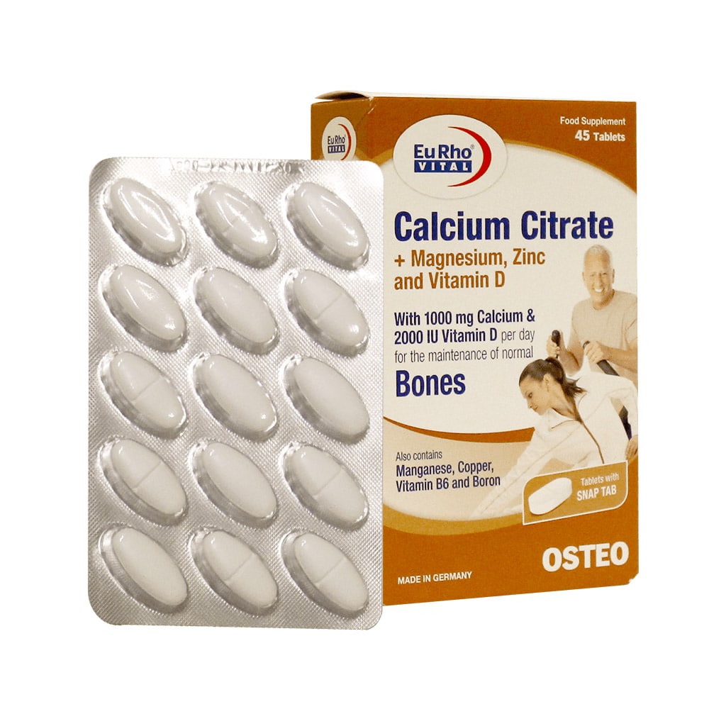 Eurho-Vital-Calcium-Citrate1 قرص کلسیم سیترات یوروویتال - تصویر 1