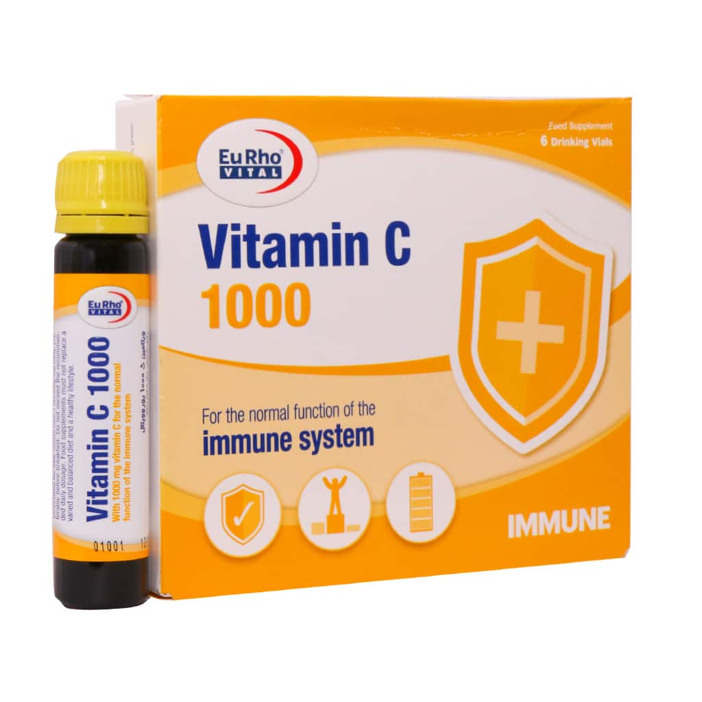 ویال خوراکی ویتامین-2 C 1000 میلی گرم ی ویال خوراکی ویتامین ث 1000 میلیگرم یوروویتال 6 عدد - تصویر 1