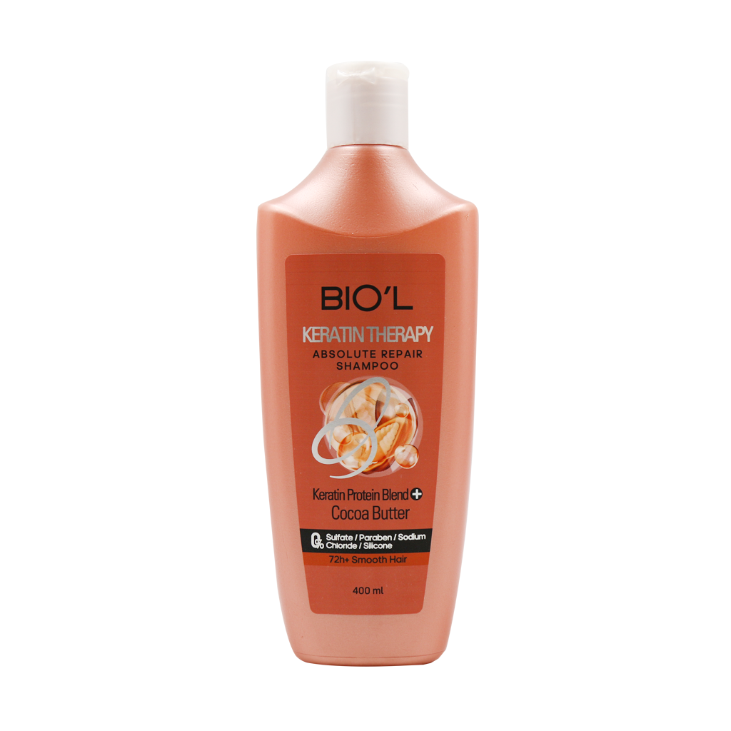 Biol-Kerathin-Therapy-Shampoo-400-ml شامپو ترمیم کننده موهای کراتین شده بیول 400 میلی لیتر - تصویر 1