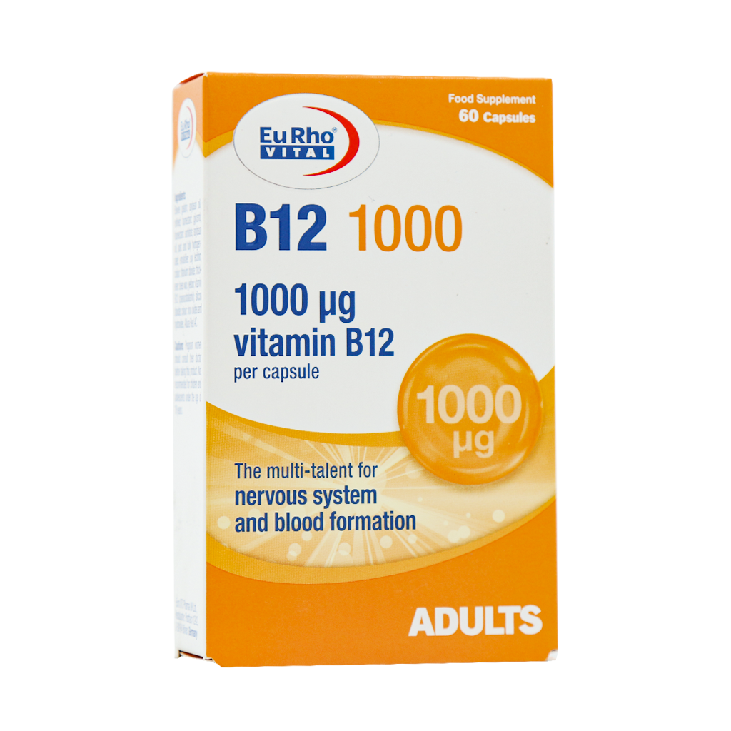 Eurhovital-B12-1000-mcg-60-Capsules کپسول ویتامین ب12 1000 یوروویتال 60 عدد - تصویر 1