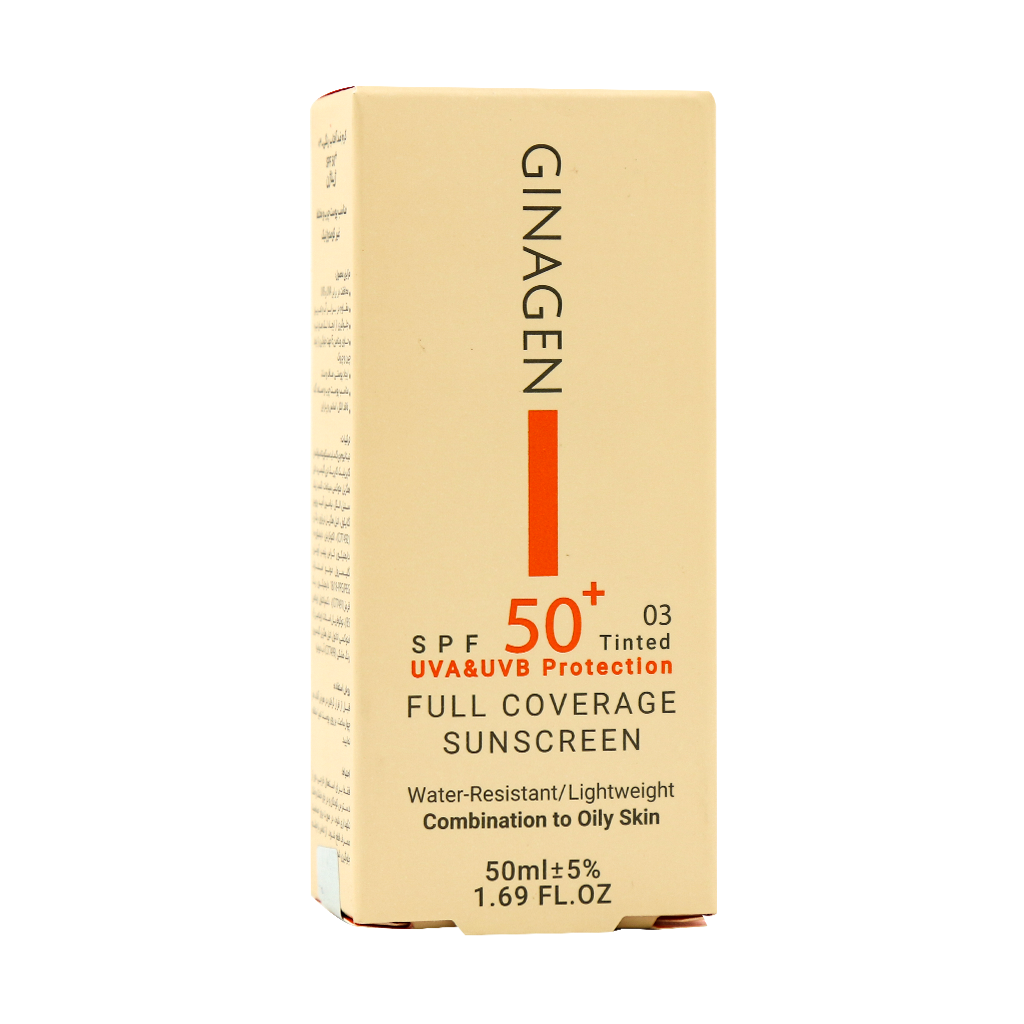 Ginagen-SPF50-Tinted-Sunscreen-Cream-For-Oily-Skin-03 (1) کرم ضد آفتاب رنگی پوست چرب SPF50 ژیناژن - تصویر 1