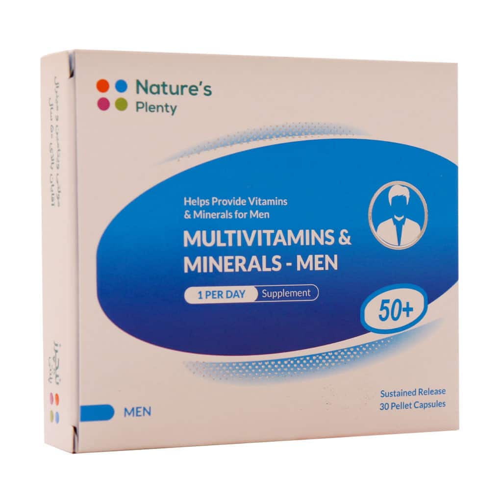 Natures-Plenty-Multivitamins-And-Minerals-Mens-Up-50-years-Caps (1) مولتیویتامین آقایان بالای ۵۰ سال نیچرز پلنتی 30 عددی - تصویر 1