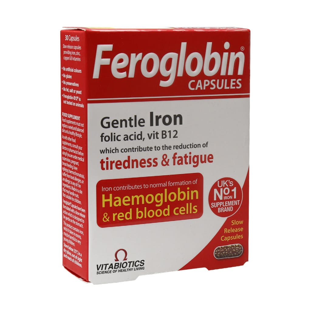 Vitabiotics-Feroglobin-B12-30-Caps (1) کپسول فروگلوبین B12 ویتابیوتیکس ۳۰ عدد - تصویر 1