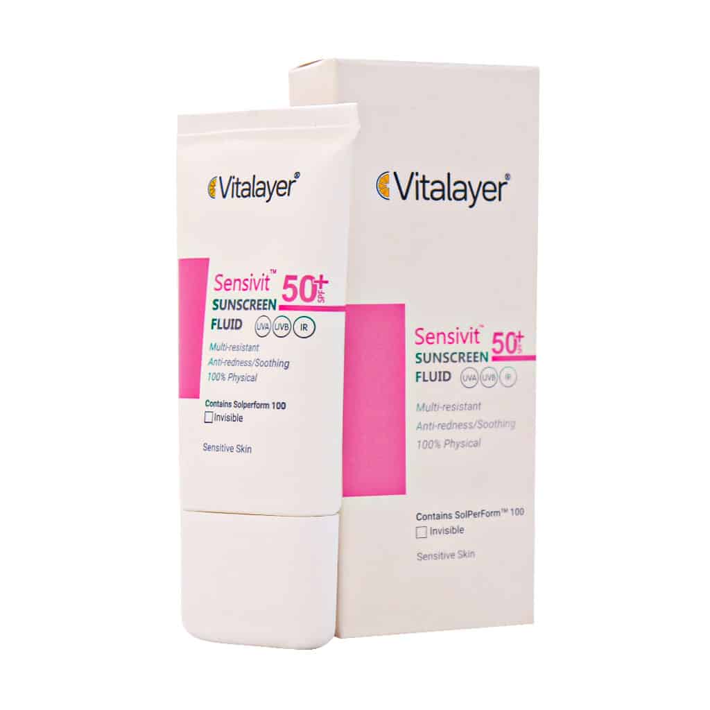 Vitalayer-Sensivit-Sensitive-Skin-SPF50-Sunscreen-Cream-50 (1) فلوئید ضد آفتاب SPF50 پوست حساس ویتالیر بژ طبیعی - تصویر 1